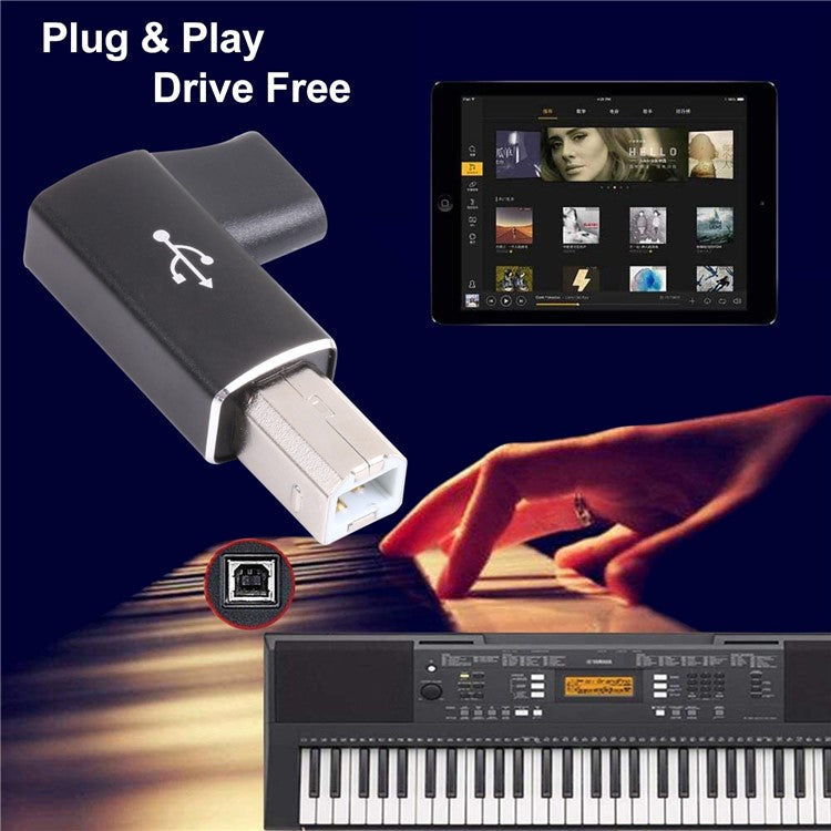 Type-C Female to MIDI Male Adapter Converter for Electric Piano Printer - Black