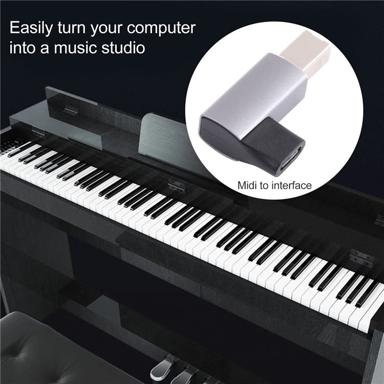 Type-C Female to MIDI Male Adapter Converter for Electric Piano Printer - Grey