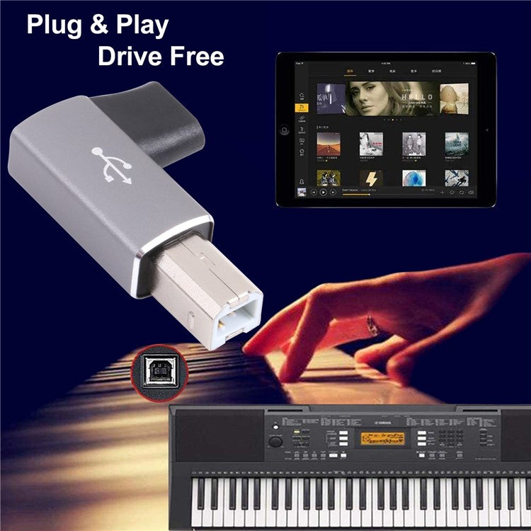 Type-C Female to MIDI Male Adapter Converter for Electric Piano Printer - Grey