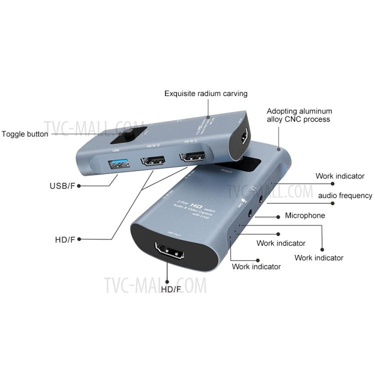 Z55 HDMI 4K HD Video Audio Capture Switcher Support Microphone Input Local Loop