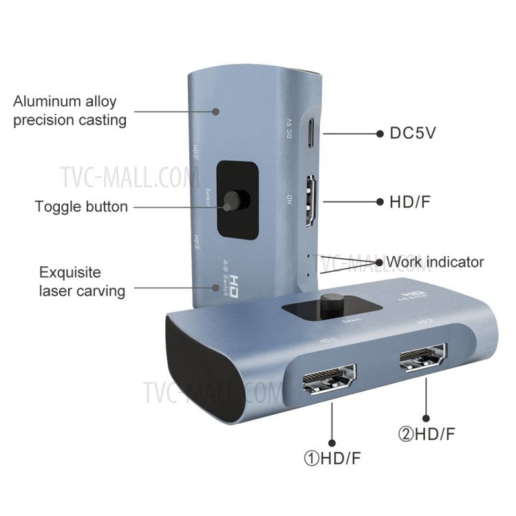Z56 Dual HDMI Female to Type-C + HDMI Female Audio Video Two-way 4K HD Switcher