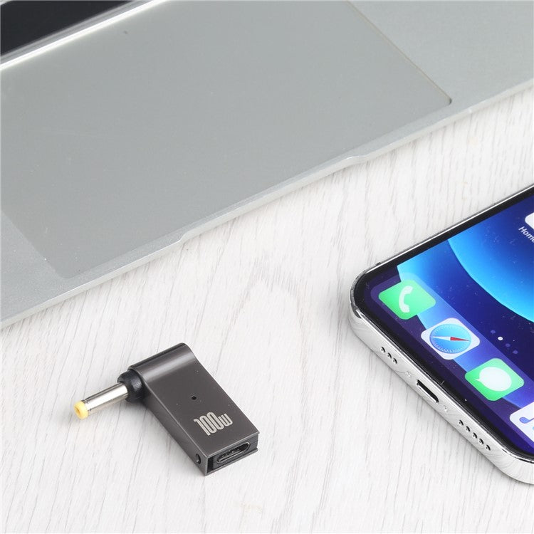 100W Type-C Female to DC 4.0x1.7mm Male Right Angle Laptop Charging Converter Plug Adapter for Lenovo
