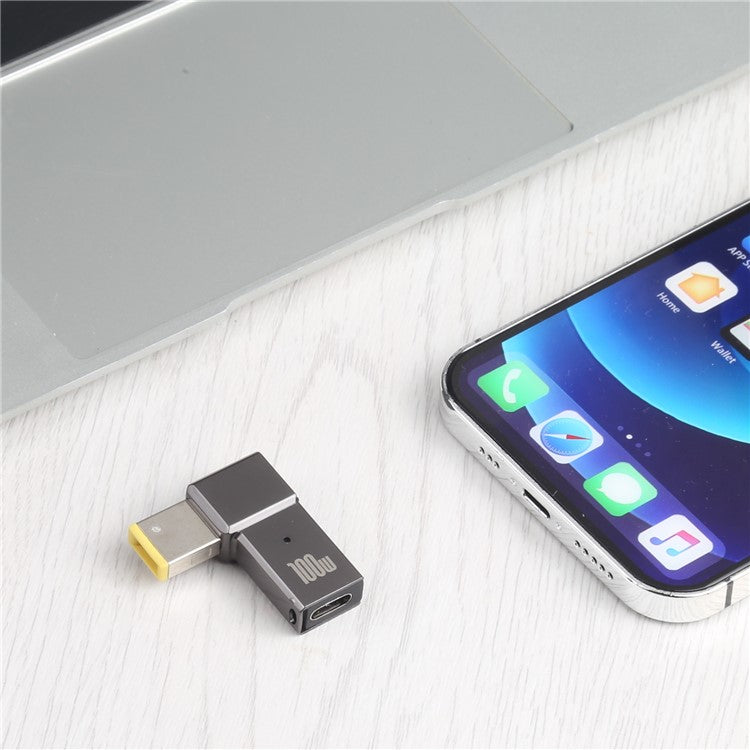 100W Type-C Female to Square Male Laptop Charging Converter Plug Charge Cable Adapter for Lenovo