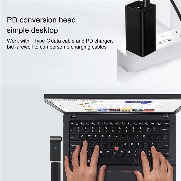 100W Type-C Female to Square Male Laptop Charging Converter Plug Charge Cable Adapter for Lenovo