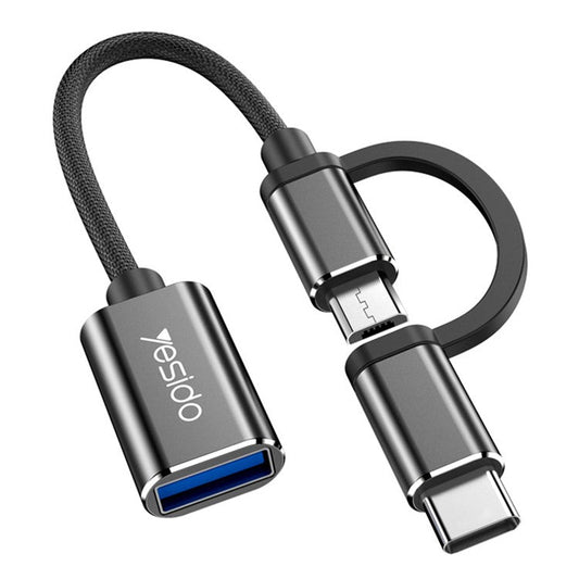 YESIDO GS02 2-in-1 Type C/Micro to USB OTG Adapter Cable Connector for Samsung Xiaomi Huawei MacBook