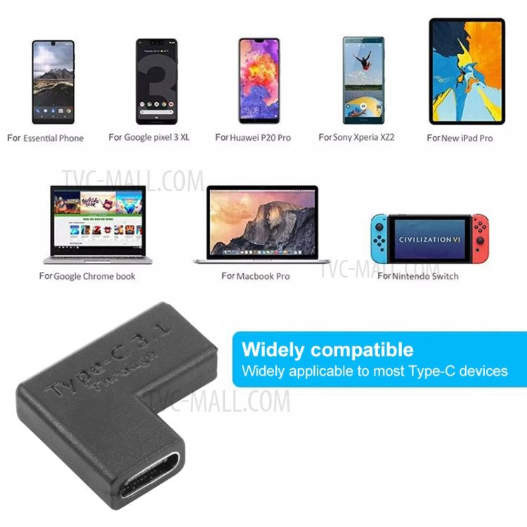 Type-C Female to Type-C Female Right Angle Phone Charging Adapter