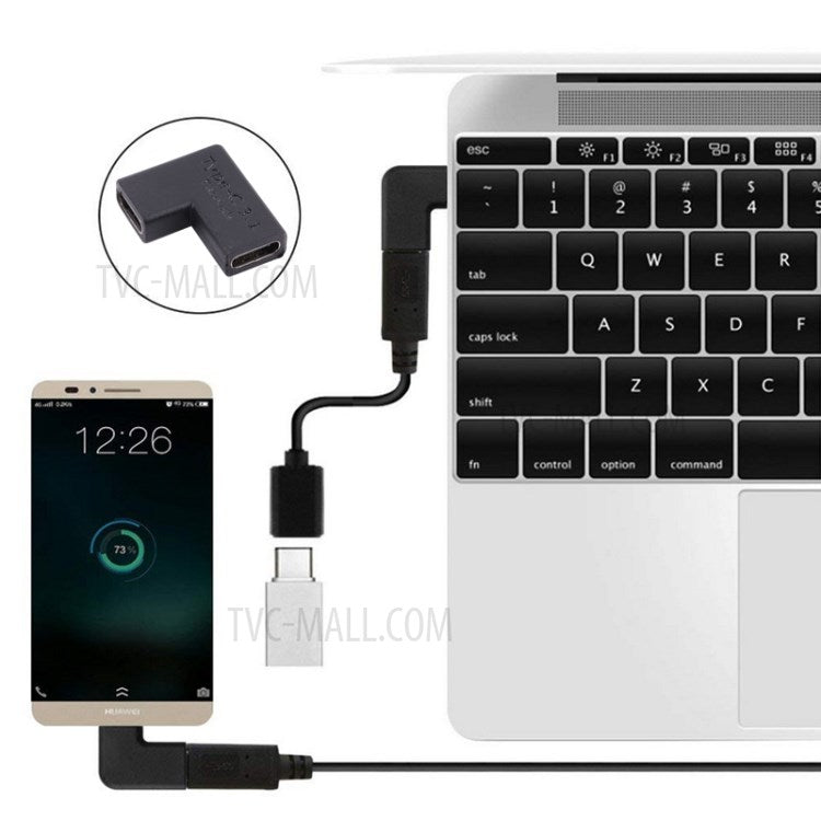 Type-C Female to Type-C Female Right Angle Phone Charging Adapter