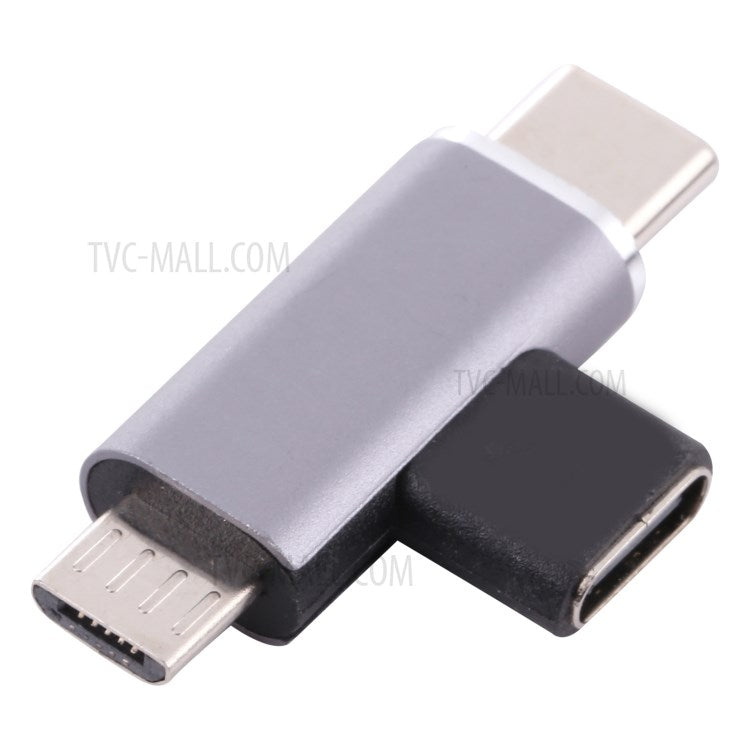 Type-C Female to Type-C Male + Micro USB Male 2-in-1 Mobile Phone Charging Adapter