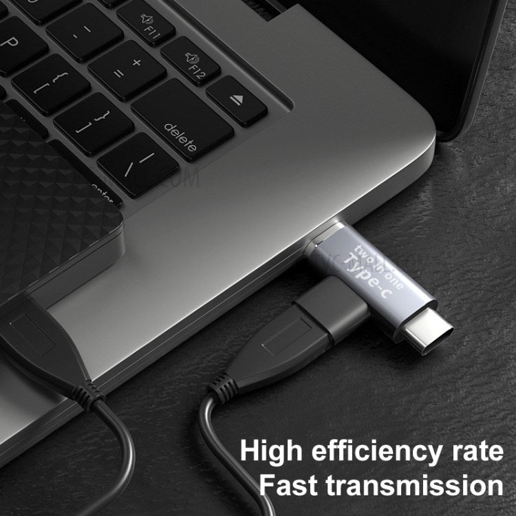 Type-C Female to Lightning Male + Type-C Male 2-in-1 Mobile Phone Tablet Charging Adapter