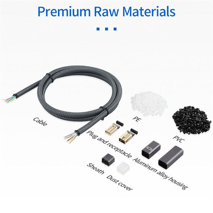 1m Mini DP Male to Female Cable Cord Braided DisplayPort Extension Cable Support 1080P@60Hz 4K@60Hz 2K@144Hz - Grey