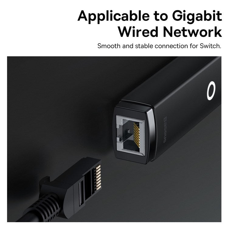 BASEUS Lite Series Type-C to RJ45 LAN Port 1000Mbps Ethernet Adapter - Black