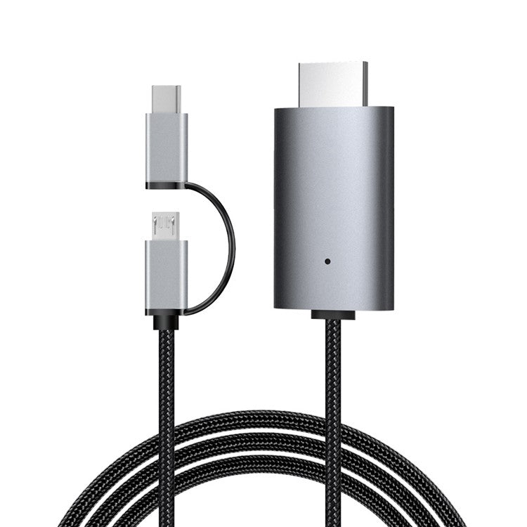 LD39 Micro USB + Type-C to HDMI-Compatible Cable HDTV TV Digital AV Adapter Cable 1080P for Android Phone