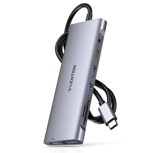 LENTION C37 HACR-1M USB-C Hub Adapter Multi-port Docking Station Type-C Converter Compatible with macOS, Windows, Vista, Linux Systems - Grey