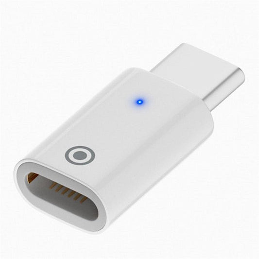 For Apple Pencil 1st Generation Portable Charging Adapter Mini Converter with Indicator - Type-C Male to 8 Pin Female / Straight