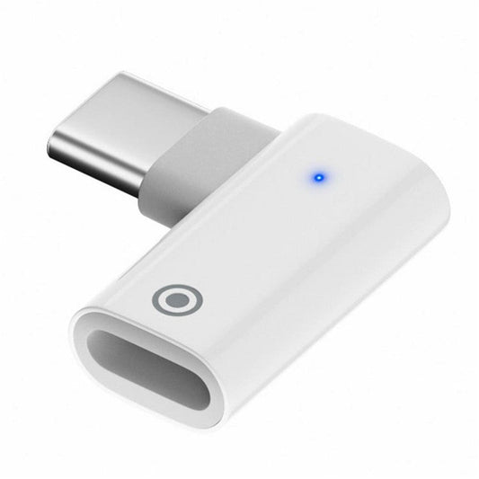 For Apple Pencil 1st Generation Portable Charging Adapter Mini Converter with Indicator - Type-C Male to 8 Pin Female / Elbow