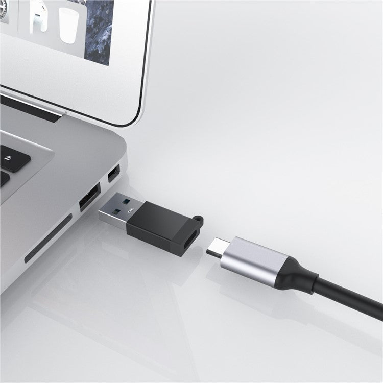 5311T 5Gbps Transmission USB to Type-C Converter Aluminum Alloy Mini Adapter - Black