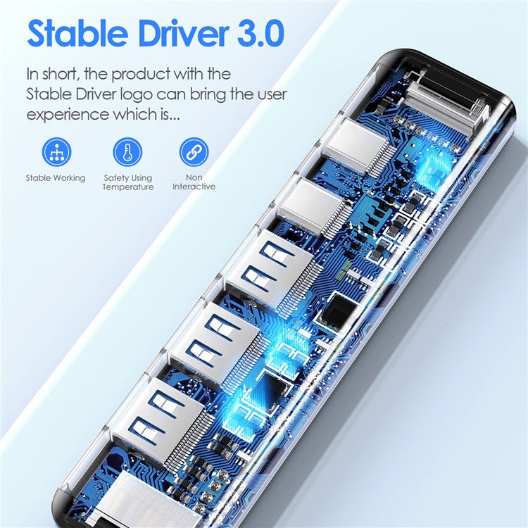 LENTION CE35sH Cloud Ala Series 6-in-1 USB-C Hub Adapter USB-C to 3 USB3.0 + HD 4K / 30Hz  + PD3.0 + USB-C Docking Station - Grey