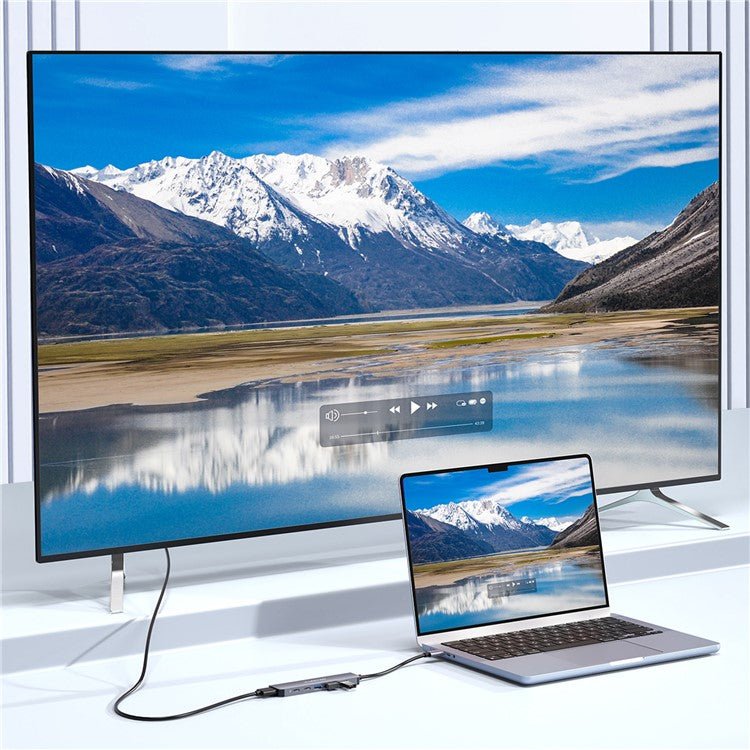 LENTION CE35sH Cloud Ala Series 6-in-1 USB-C Hub Adapter USB-C to 3 USB3.0 + HD 4K / 30Hz  + PD3.0 + USB-C Docking Station - Grey