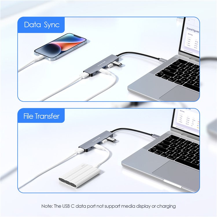 LENTION CE35sH Cloud Ala Series 6-in-1 USB-C Hub Adapter USB-C to 3 USB3.0 + HD 4K / 30Hz  + PD3.0 + USB-C Docking Station - Grey