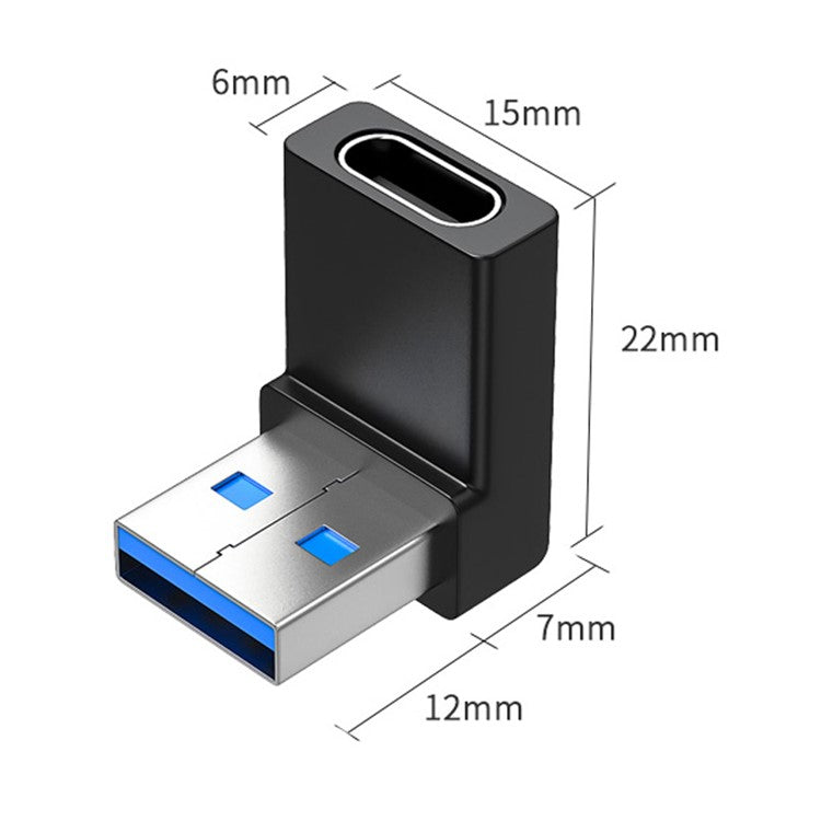 ENKAY HAT PRINCE USB 3.0 Male to Type-C Female Converter 90 Degree Right Angle Adapter