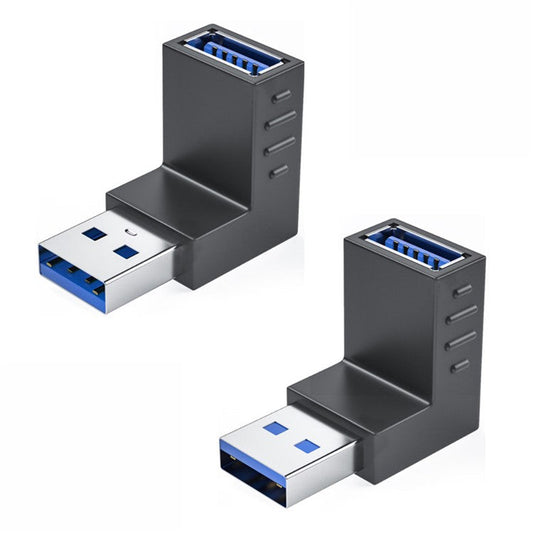 ENKAY HAT PRINCE 2Pcs Right Angle Converter USB 3.0 Male to Female 90 Degree Adapter - Up+Down Angle