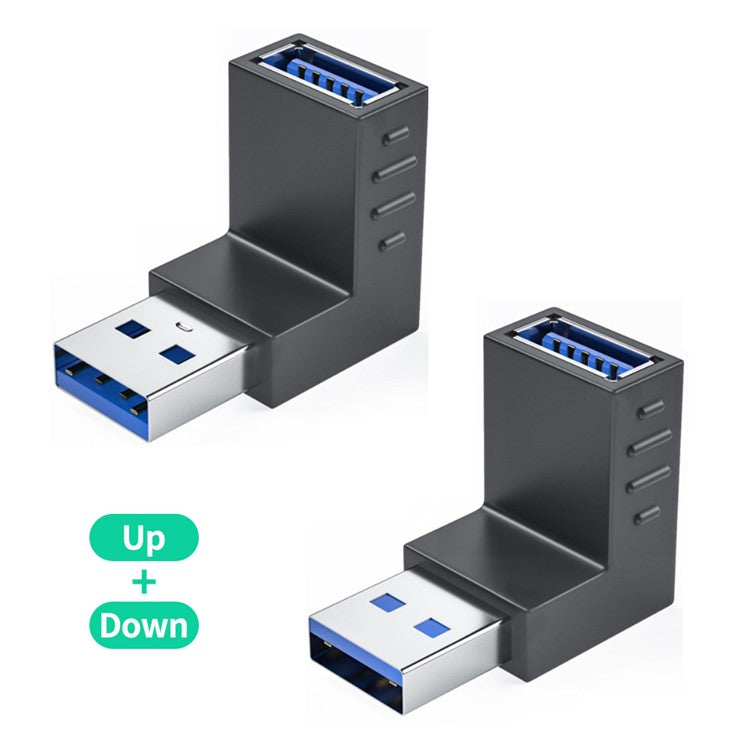 ENKAY HAT PRINCE 2Pcs Right Angle Converter USB 3.0 Male to Female 90 Degree Adapter - Up+Down Angle