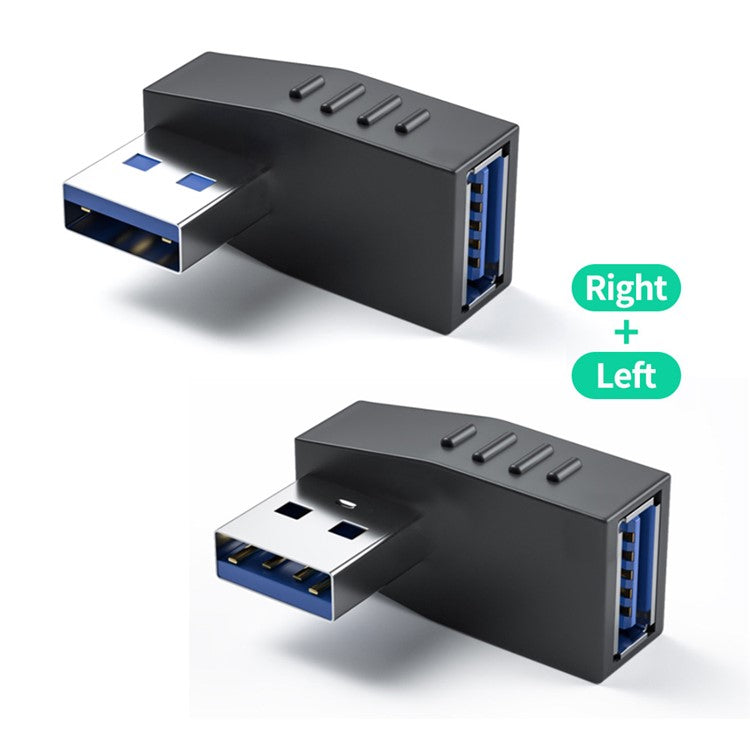 ENKAY HAT PRINCE 2Pcs Right Angle Converter USB 3.0 Male to Female 90 Degree Adapter - Left+Right Angle