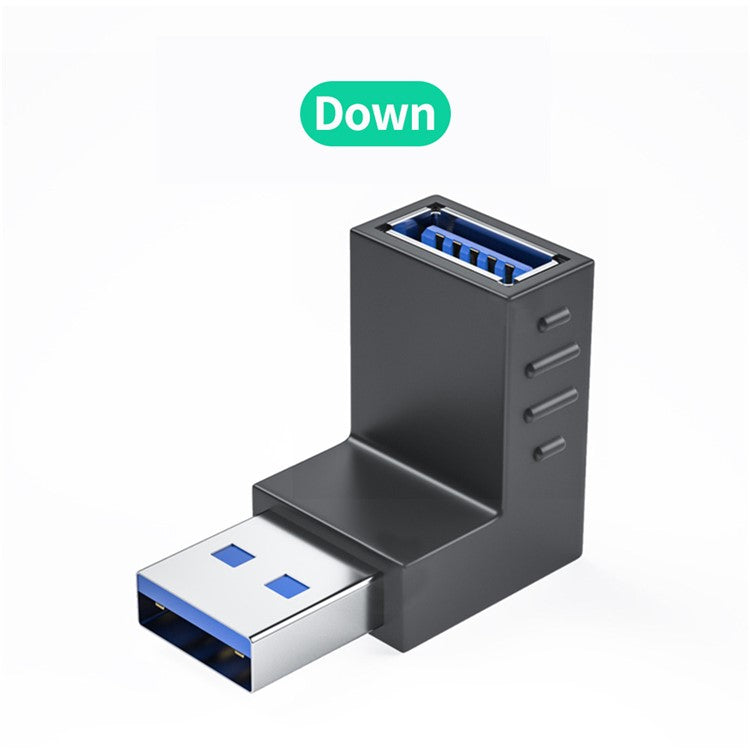 ENKAY HAT PRINCE USB 3.0 Male to Female Converter 90 Degree Right Angle Adapter - Down Angle