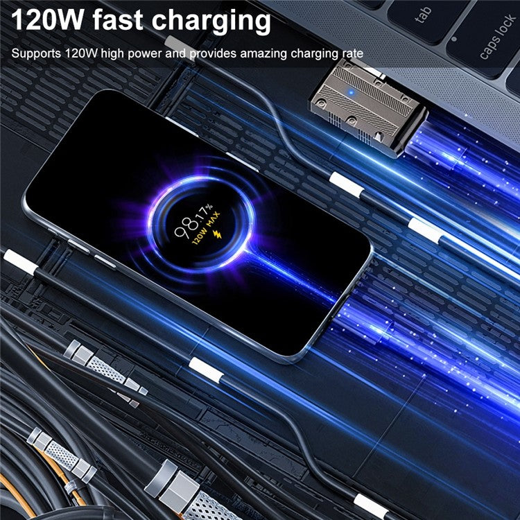 120W USB 3.1 Gen2 to Type-C Converter 10Gbps Zinc Alloy Shell Elbow Adapter