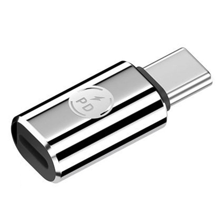 PD 27W Type-C Male to iP 8-Pin Female Fast Data Transmission Adapter for Iphone, Ipad, MacBook - Silver
