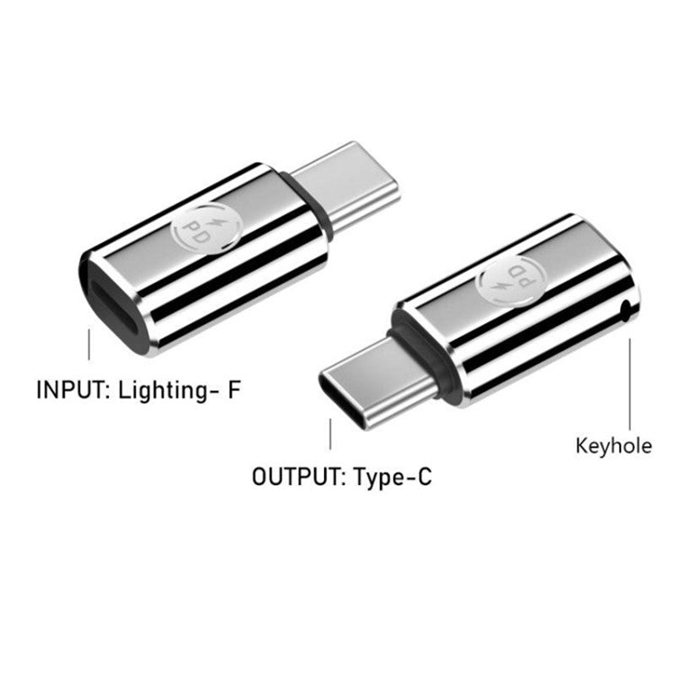 PD 27W Type-C Male to iP 8-Pin Female Fast Data Transmission Adapter for Iphone, Ipad, MacBook - Silver