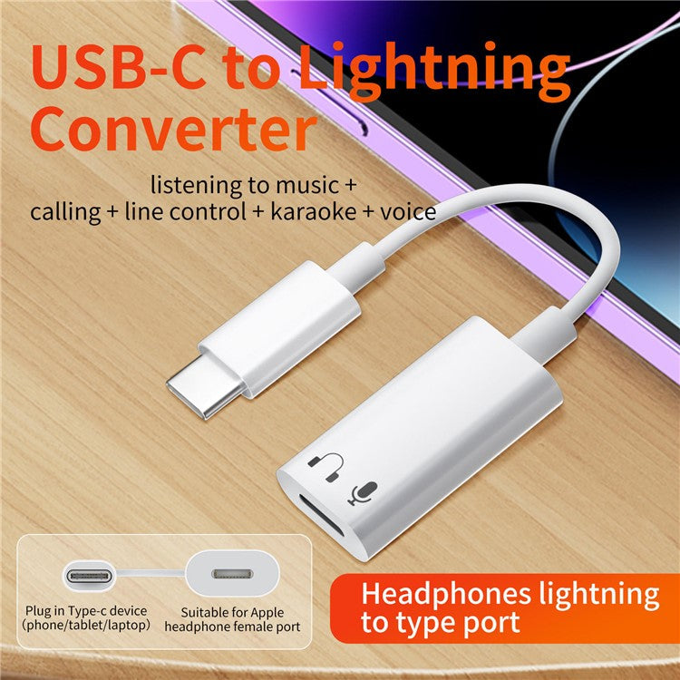 USB-C to iP Headphone Converter for iPhone 15 Series Huawei Samsung Xiaomi LG Type-C Headset Adapter