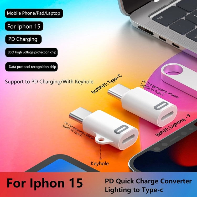Gen3 PD Fast Charging Adapter Type-C Male to iP Female Converter Fast Data Transmission Speed