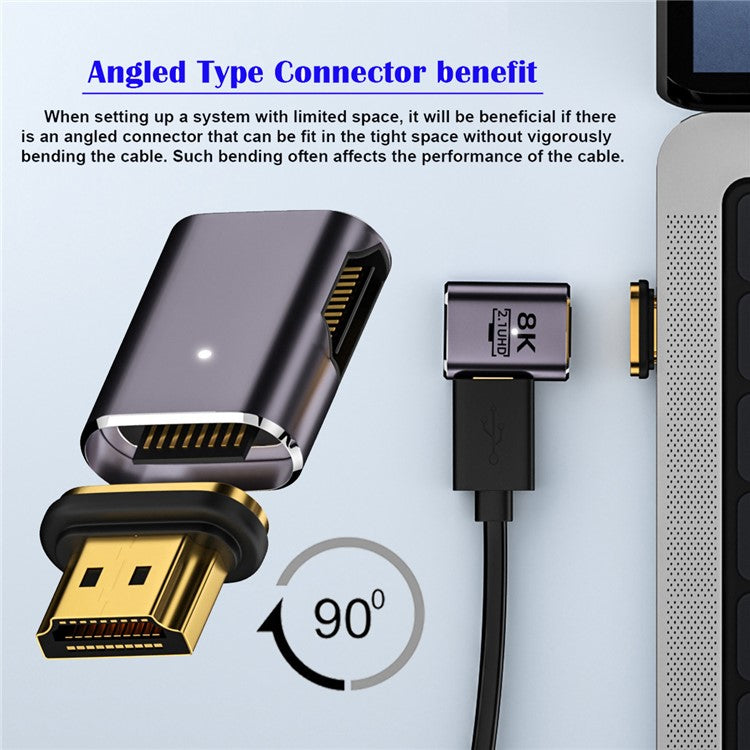 Straight Head HDMI 2.1 Adapter Support 8K 60Hz 48Gbps Magnetic Converter for UHD HDTV Monitor