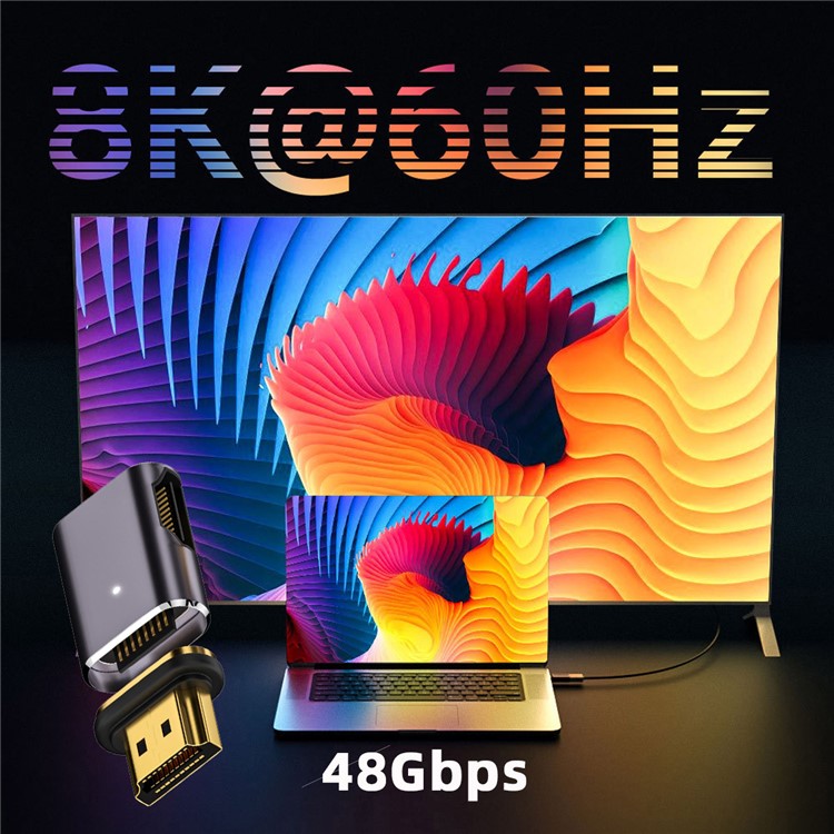 Straight Head HDMI 2.1 Adapter Support 8K 60Hz 48Gbps Magnetic Converter for UHD HDTV Monitor