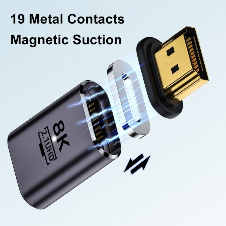 Left-Angled Design 8K 60Hz Magnetic HDMI 2.1 Adapter 48Gbps Converter for UHD HDTV Monitor