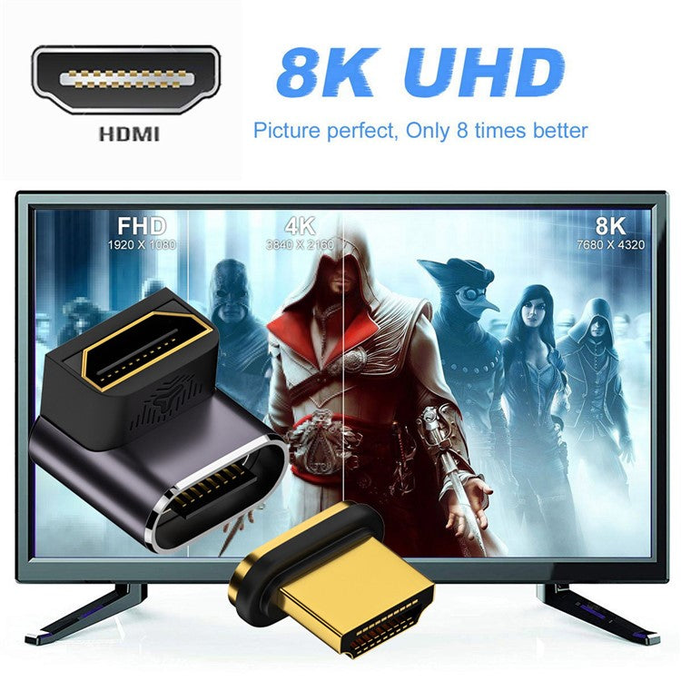 M8K-058K Angled 60Hz HDTV Converter Magnetic Absorption HDMI Adapter Supports 8K High Resolution