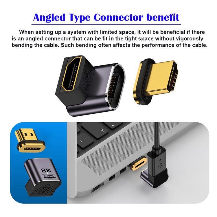 M8K-058K Angled 60Hz HDTV Converter Magnetic Absorption HDMI Adapter Supports 8K High Resolution