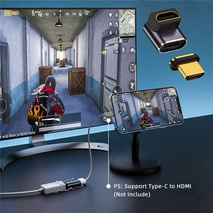 M8K-058K Angled 60Hz HDTV Converter Magnetic Absorption HDMI Adapter Supports 8K High Resolution