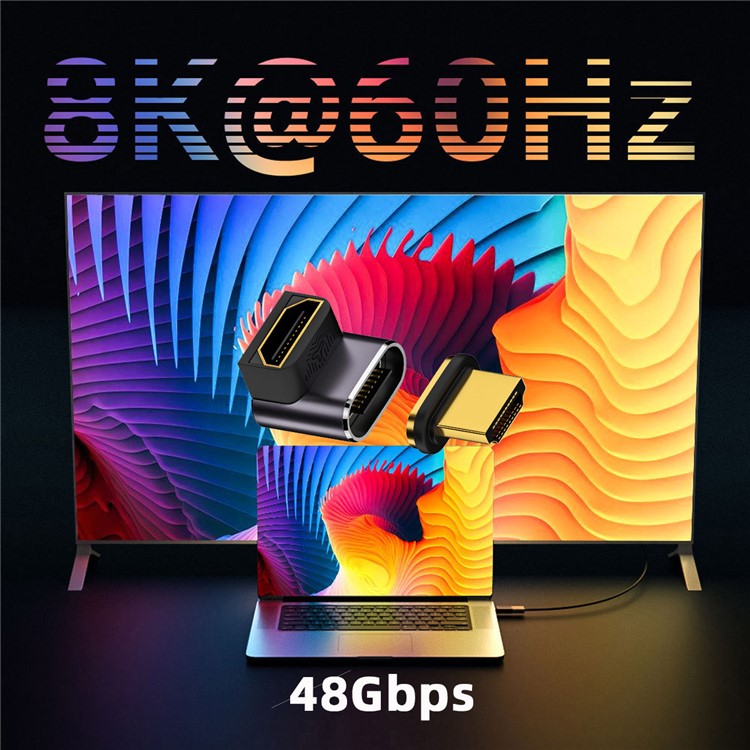 M8K-058K Angled 60Hz HDTV Converter Magnetic Absorption HDMI Adapter Supports 8K High Resolution