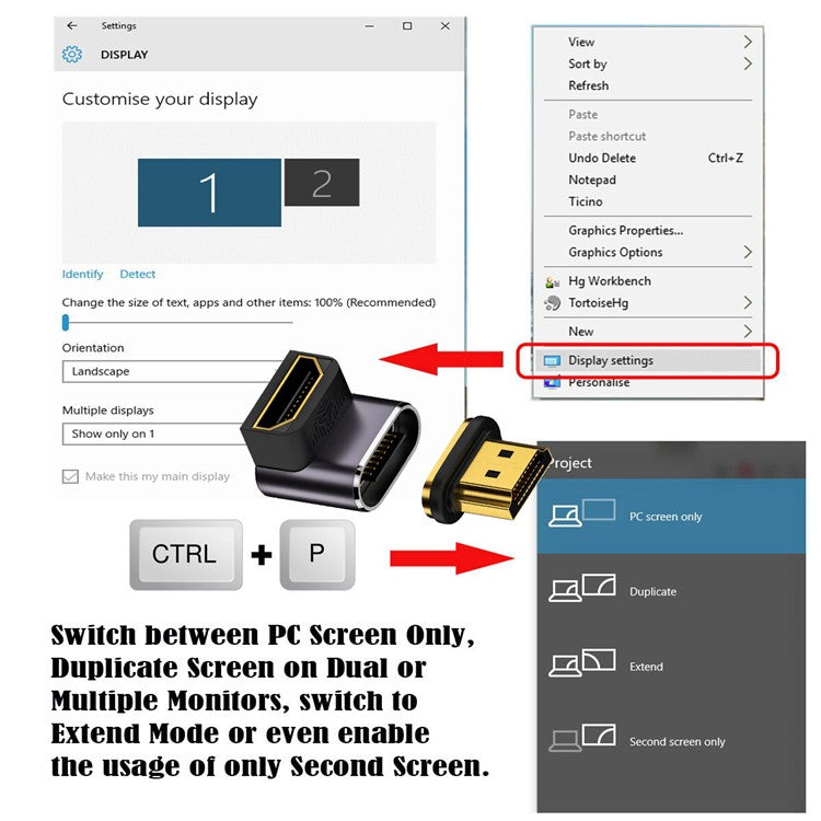 H8K-06 Front-Angled Magnetic Absorption 8K 60Hz High Resolution HDMI Adapter HDTV Converter