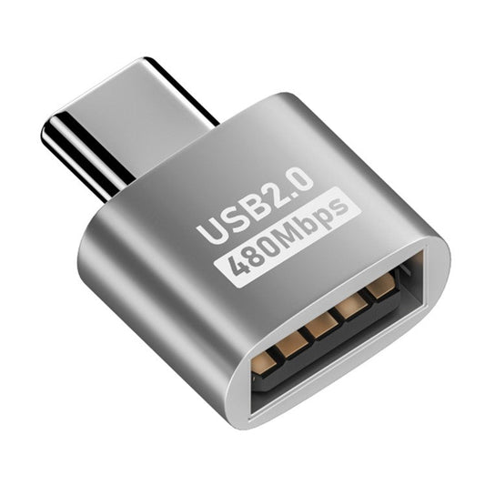 For MacBook USB-C Male to USB 2.0 Female Adapter 480Mbps Data Transfer Laptop Converter - Silver