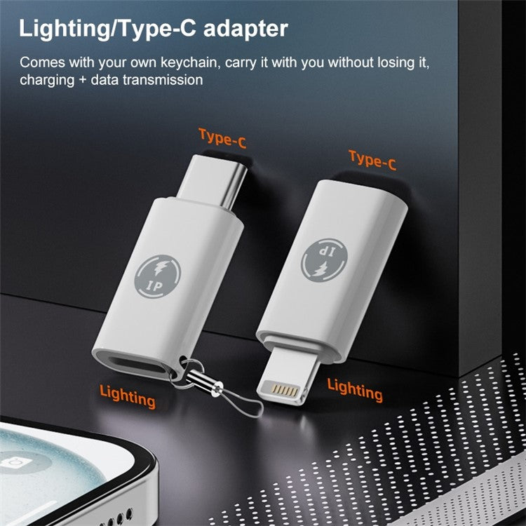 ABS Charging Adapter Type-C Male to iP Female Converter Fast Data Transfer Speed