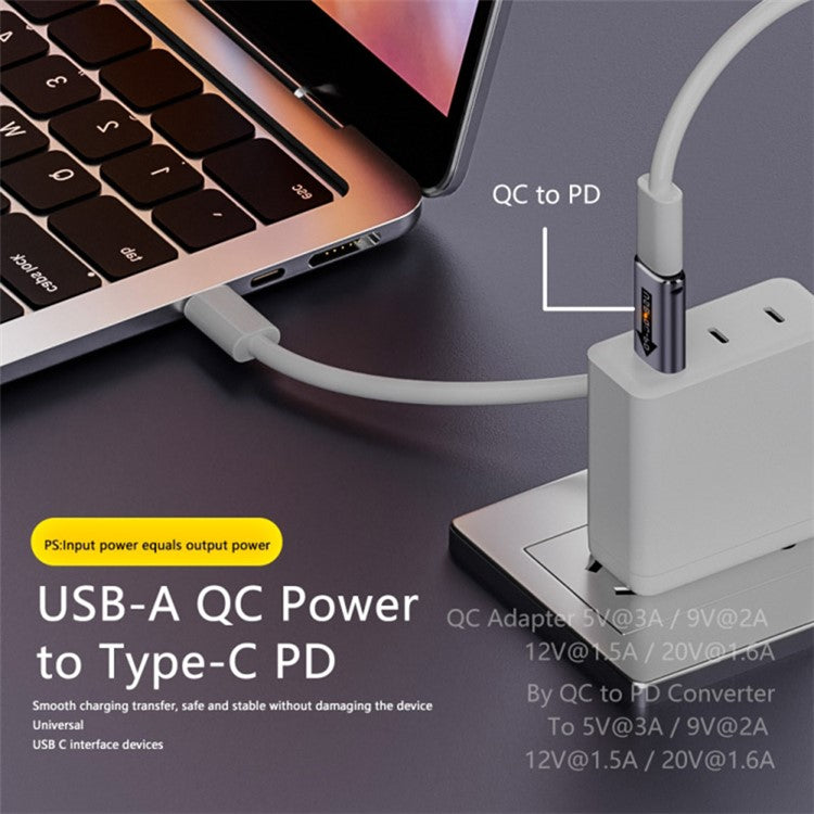 AM / CF-OC-PD USB-A QC3.1 to Type-C PD Converter LED Indicator 10Gbps USB Adapter - Blue