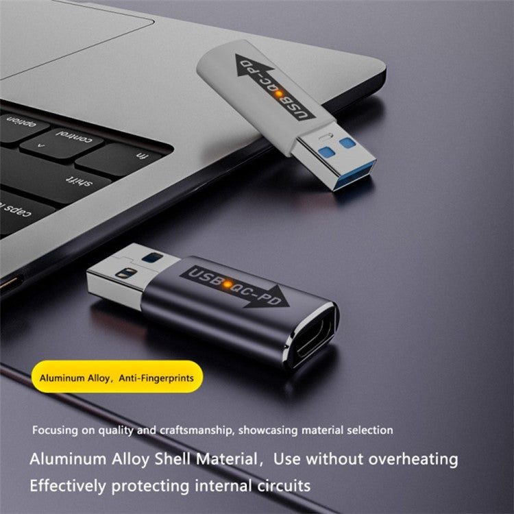 AM / CF-OC-PD USB-A QC3.1 to Type-C PD Converter LED Indicator 10Gbps USB Adapter - Blue