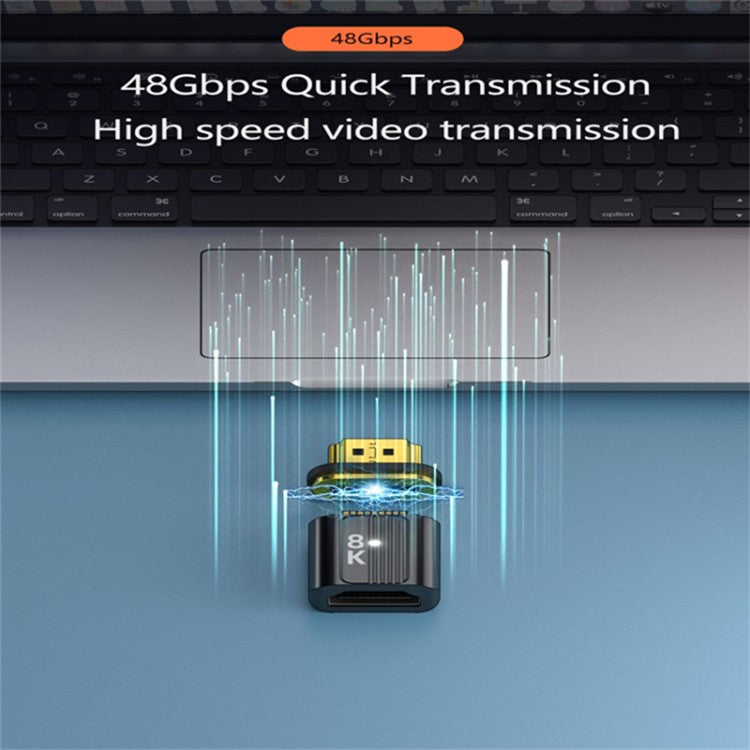 Magnetic HDMI 2.1 Female to Male Adapter 48Gbps Video Converter for HDTV Monitor - Dark Grey