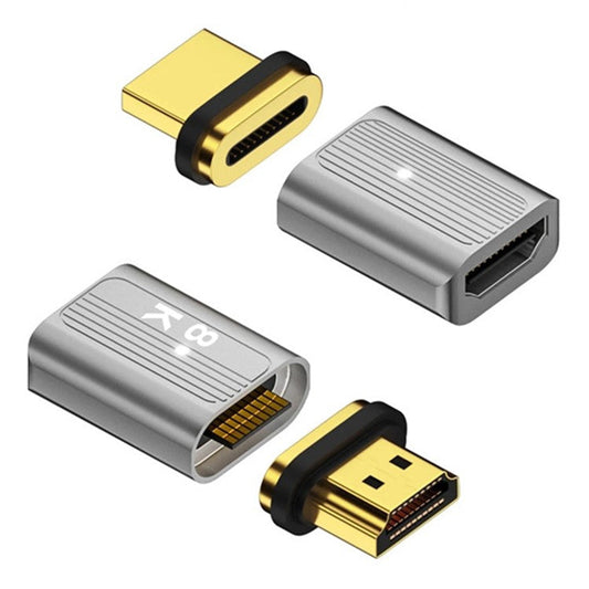 Magnetic HDMI 2.1 Female to Male Adapter 48Gbps Video Converter for HDTV Monitor - Silver
