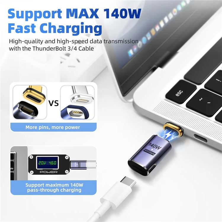 140W 5A Magnetic USB4 Type-C Straight Converter 8K 60Hz 40Gbps OTG Adapter
