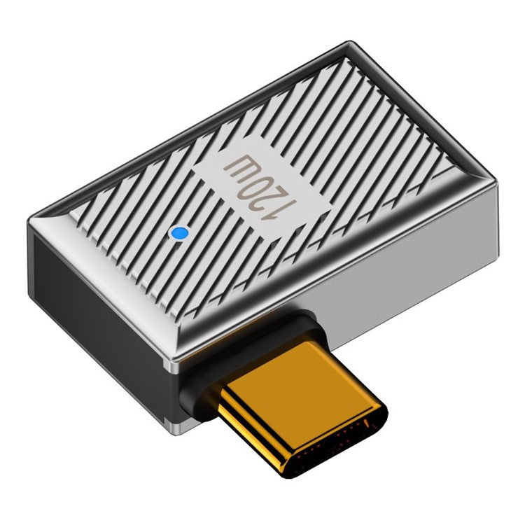 USB-A 3.1 Female to Type-C Male Side Bend Converter 10Gbps 120W OTG Adapter - Silver