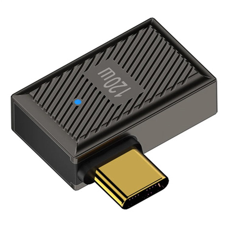 USB-A 3.1 Female to Type-C Male Side Bend Converter 10Gbps 120W OTG Adapter - Dark Grey
